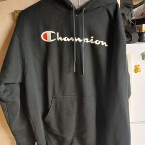 Champion Black Hoodie with Logo
